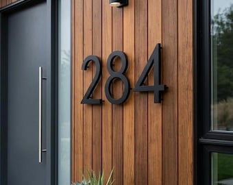 Modern Aluminum House Numbers | Floating Address Digits, Multiple Sizes, Finishes