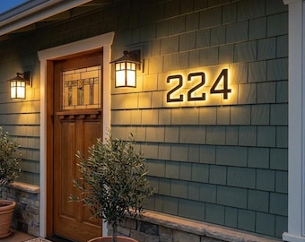 LED Backlit Address Numbers - Featuring multiple Sizes, Fonts and Finishes