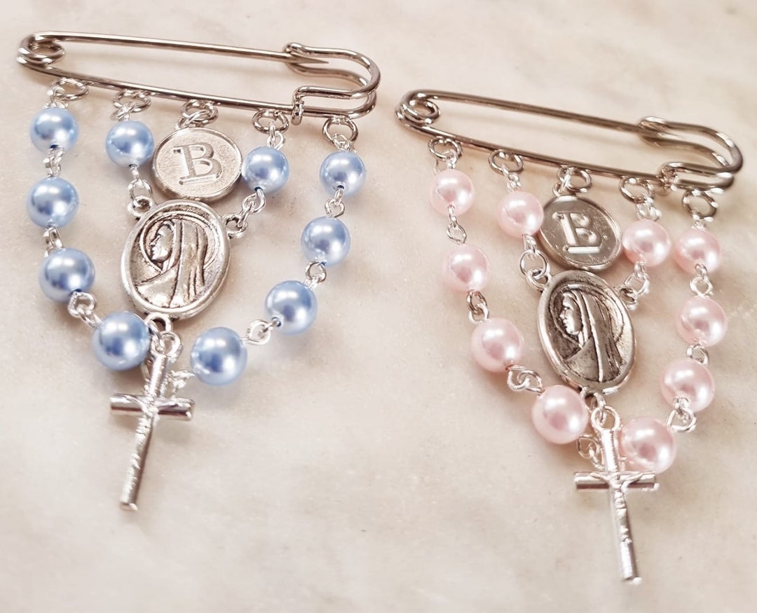 Personalized Baby Pin: Silver Safety Pin With Swarovski Pearls - Etsy