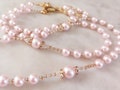 Personalized First Communion Rosary: Swarovski Crystal & Pink Pearl Gift product logo