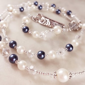 Personalized Night Blue Rosary Beads: Communion Keepsake, Catholic Gift