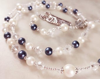 Personalized Night Blue Rosary Beads: Communion Keepsake, Catholic Gift