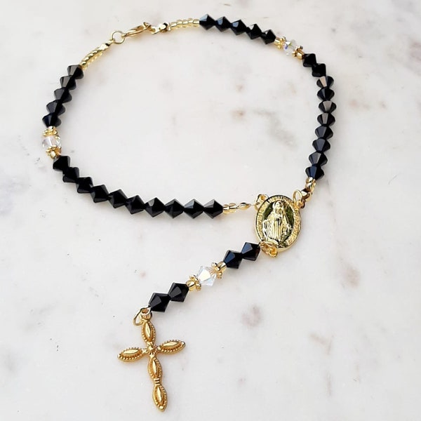 Car Rosary,personalised Catholic Car Bracelet,Swarovski Crystal Car Accessories,Hanging Rosary Bead,Car Rosary Bead,Gift For Him