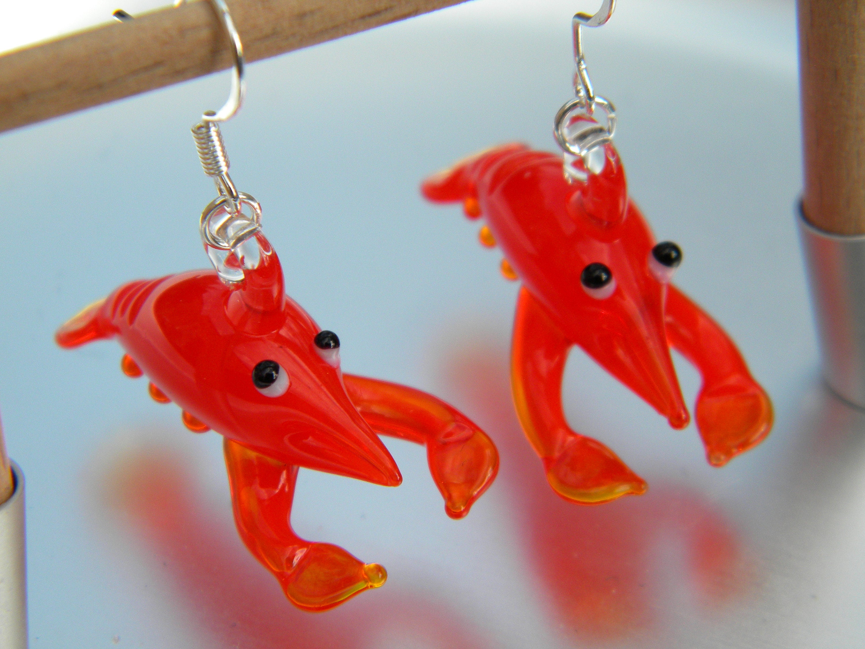Novelty Lobster Earrings Sterling Silver Statement Earrings Etsy