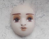 Art deco face cabochon Clay doll face Small cab Head Mask Etsy doll part Mixed media part Assamblage Jewelry making Hand painted Detailed