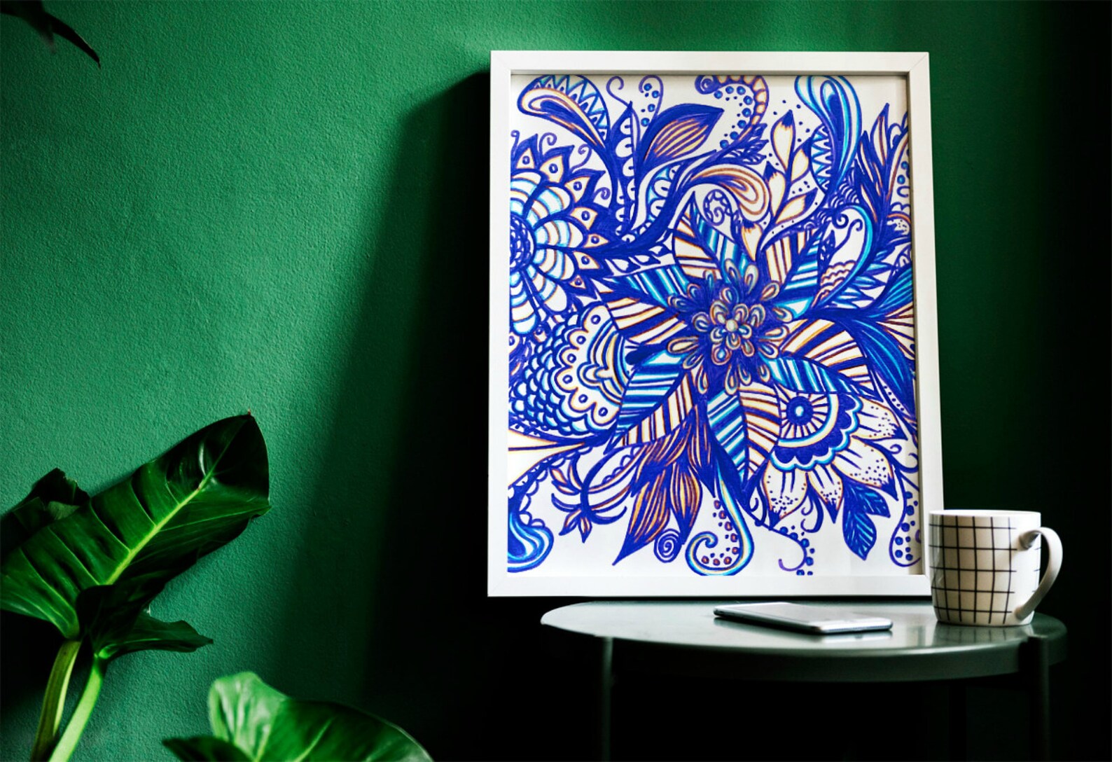 Flower Zentangle Art Print / hand drawn home decor wall Etsy