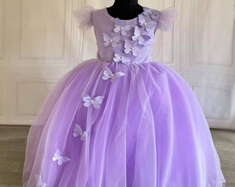 Baby dress with butterfly, butterfly style birthday girl dress, baby birthday dress, flower girl dress, first birthday dress, princess dress