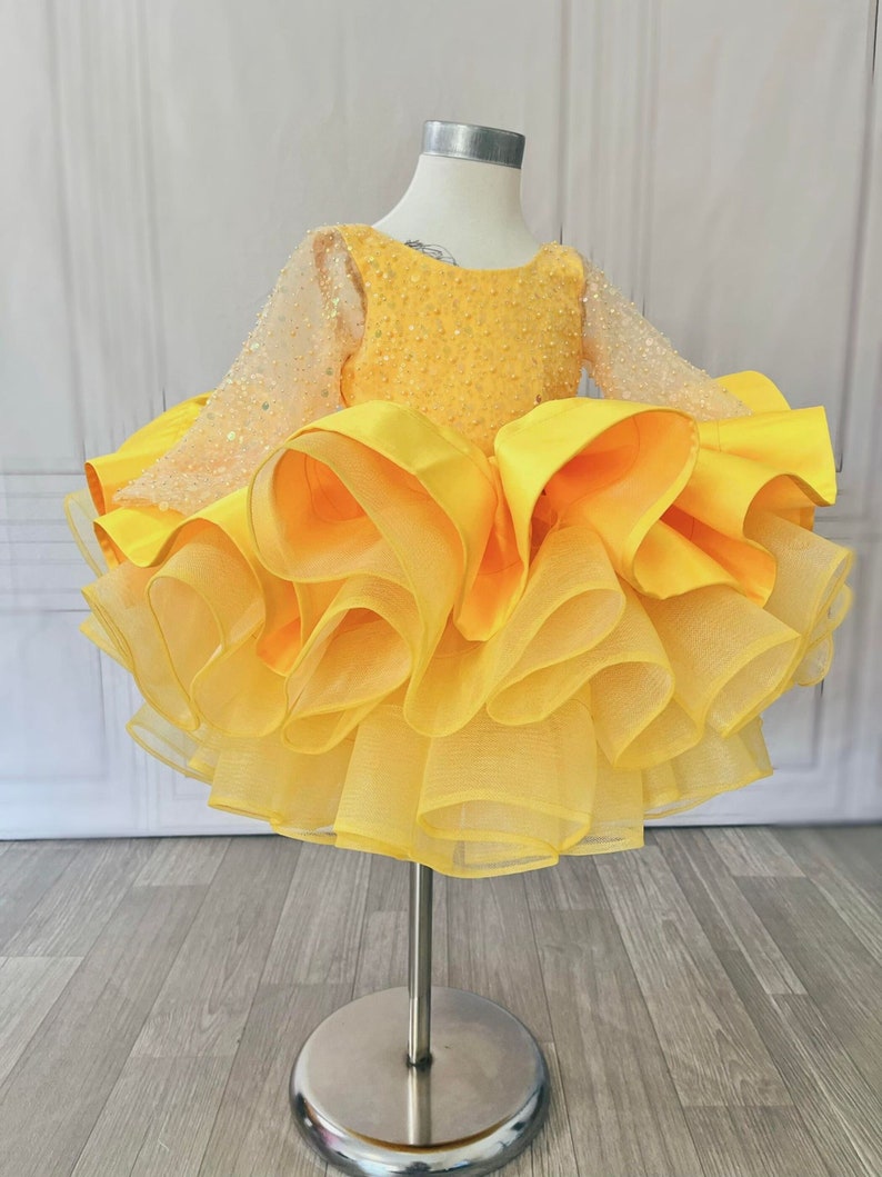 Yellow Baby Girl Dress First Birthday Outfit Toddler Party Etsy