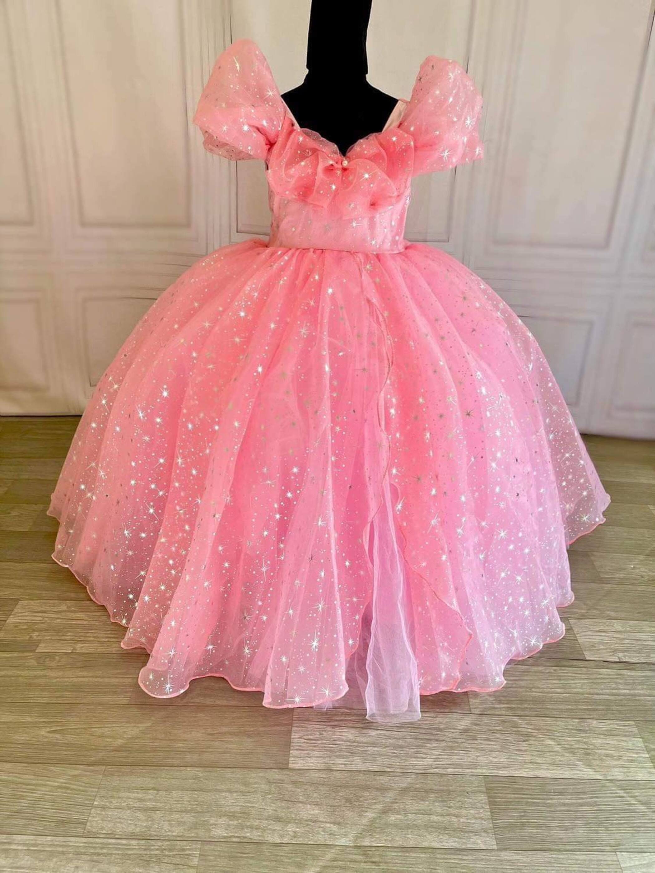 Glinda The Good Witch Inspired Tutu Dress Costume Wizard Of Oz Pink Sparkly  Glitter Organza Gown Stars Pageant Ball Gown Princess Outfit