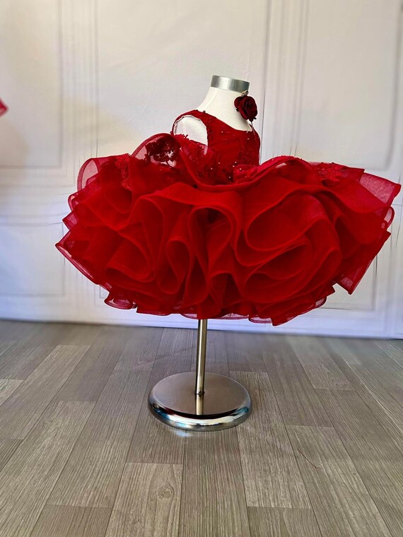 Newborn baby top girl red dress