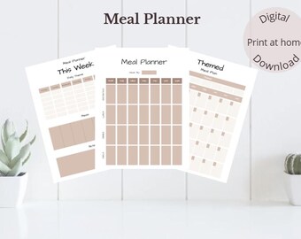 Printable Meal Planner Bundle: Weekly, Monthly, Recipes (Digital Download)
