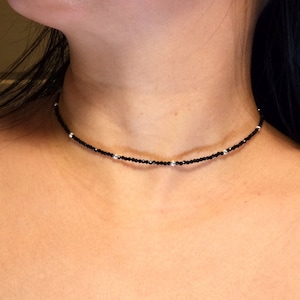 filigree spinel necklace, spinel necklace, choker, necklace, delicate necklace, 925 silver ball, stackable chain