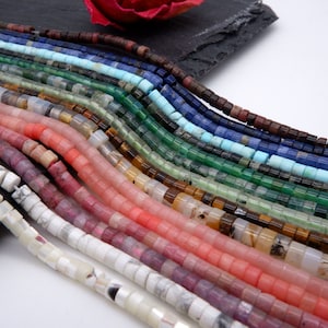 Natural Gemstone Beads Strand, 2 x 3 mm, 2 x 4 mm AAA Heishi Rondelle Gemstone Beads, DIY Jewelry Making