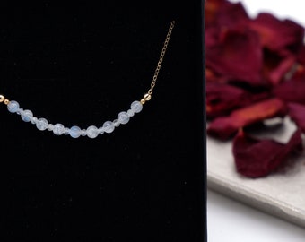 Moonstone necklace, June birthstone, birthstone chain, 14K gold filled/925 silver, with box