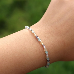Elastic gemstone bracelet, stretch bracelet, INNER STRENGTH lucky bracelet, protective bracelet, citrine topaz iolite, faceted 3 mm gemstone