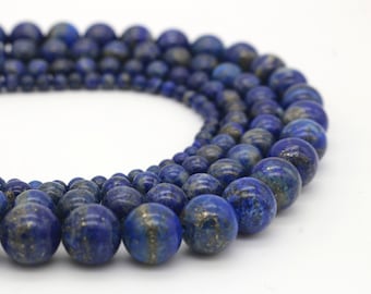 Natürliche Lapislazuli Perlen Strang 4mm 5mm 6mm 8mm 10mm, Glatte Runde Edelstein Perlen, Schmuckherstellung