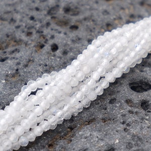 Perles en pierre de lune naturelle de 2 mm, 3 mm et 4 mm, perles rondes à facettes AAA, fabrication de bijoux DIY