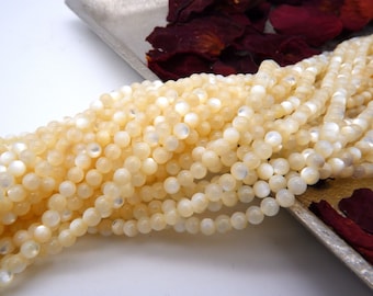 Brin de nacre naturelle de 2mm 3mm 4mm, petites perles rondes lisses en coquillage blanc AAA, fabrication de bijoux