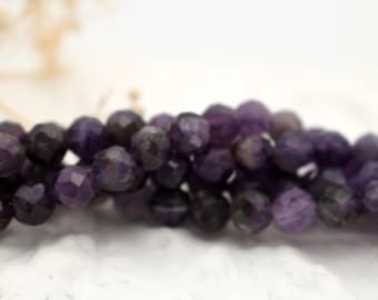 6 mm Natural Amethyst Beads Strand, AAA Faceted Gemstone Beads, DIY Jewelry Making, C86D