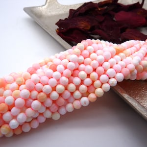 3 mm 3.5 mm 4 mm Natural Pink Shell Beads Strand, AAA Faceted Round Queen Shell Beads