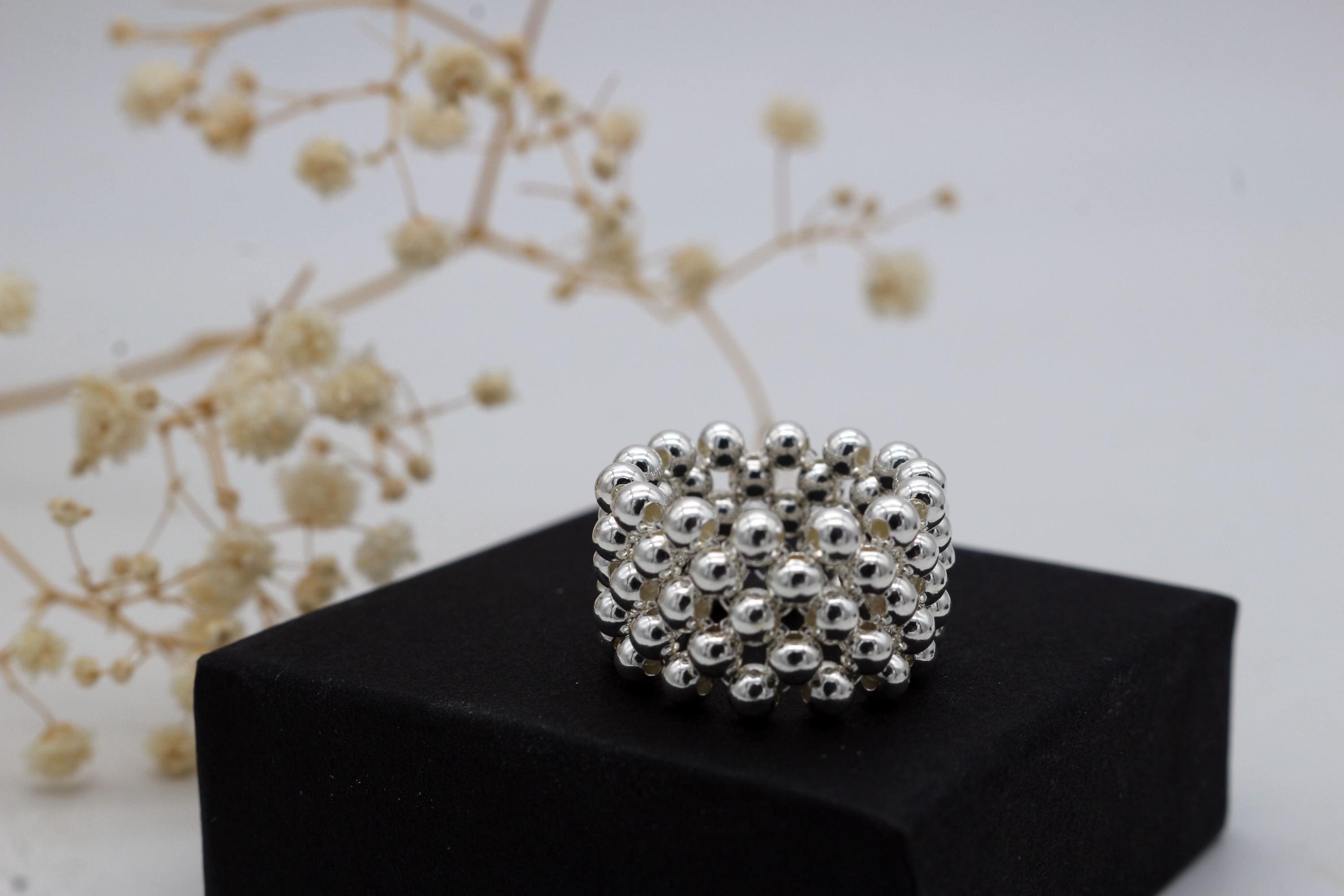 Bague Femme Argent 925 Vintage Style Boule - Taille Réglable - Neuf Avec étiquettes - Bijou élégant Et Simple
