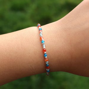 Elastic gemstone bracelet, stretch bracelet, GOOD MOOD lucky bracelet, protective bracelet, carnelian apatite topaz, faceted 3 mm gemstone
