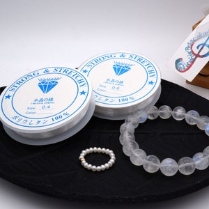 Elastic transparent rope cord, jewelry bead cord, white elastic crystal thread, 0.4-0.8 mm spool