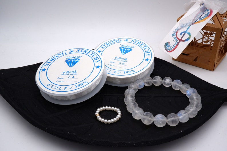 Elastische transparent Seil Schnur, Schmuck Perlen Schnur, Weißer elastischer Kristallfaden, 0,4-0,8mm Spule Bild 1