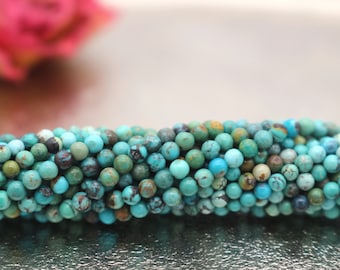 Smooth Round Polished Turquoise Beads Strand, 2.5mm 3mm 4mm Natural Gemstone Beads, Green Blue, Jewelry Beads