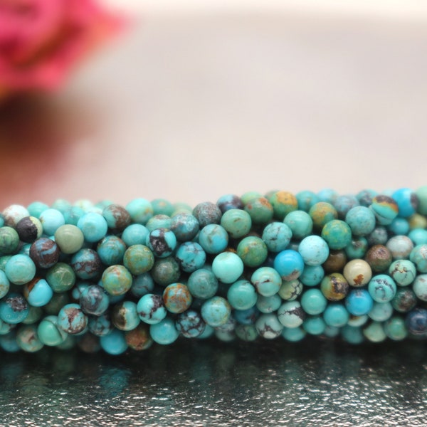 Smooth Round Polished Turquoise Beads Strand, 2.5mm 3mm 4mm Natural Gemstone Beads, Green Blue, Jewelry Beads