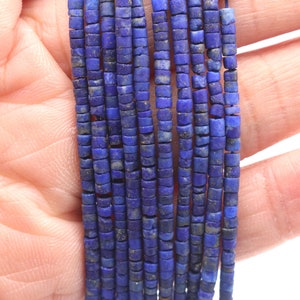 2mm Genuine Lapis Lazuli Heishi Beads, Natural Blue Round Tube Gemstone Beads, 38cm, D51 image 5