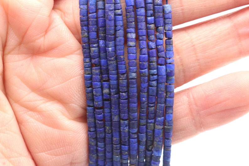 2mm Genuine Lapis Lazuli Heishi Beads, Natural Blue Round Tube Gemstone Beads, 38cm, D51 image 5