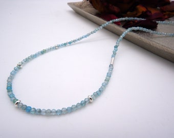 Pearl necklace, apatite necklace, choker, collier, delicate necklace, stackable chain, 925 silver clasp