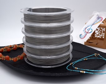 Cuerdas suaves de acero inoxidable recubiertas de color plateado, alambre de joyería de 0,24 mm, 0,32 mm, 0,4 mm, 0,5 mm, fabricación de joyas DIY