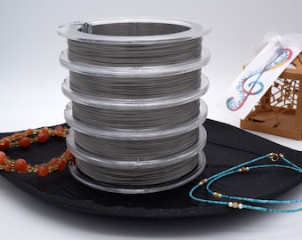 Soft stainless steel cables, silver-colored coating, jewelry wire 0.24 mm, 0.32 mm, 0.4 mm, 0.5 mm, DIY jewelry making