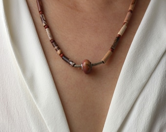 Delicate Jasper gemstone necklace, gemstone necklace with magnetic clasp