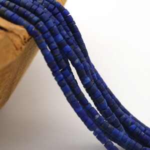 2mm Genuine Lapis Lazuli Heishi Beads, Natural Blue Round Tube Gemstone Beads, 38cm, D51 image 3