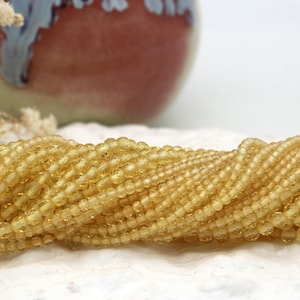 2 mm 3 mm Natural Citrine Beads Strand, AAA Faceted Round Gemstone, DIY Jewelry Making, Gemstone Strands