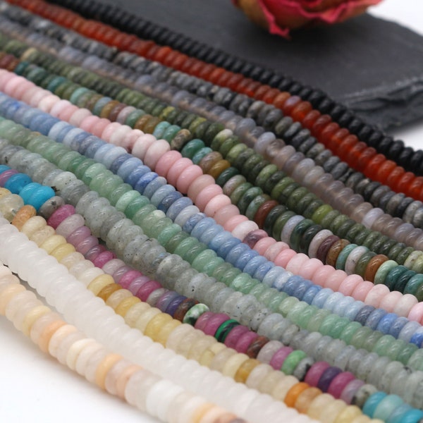 Natural Gemstone Beads Strand, 2 x 6mm AAA Rondelle Gemstone Beads, Natural Stone Beads, Jewelry Making