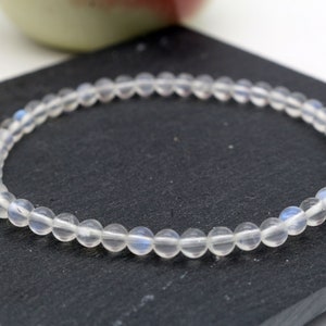 delicate 4 mm bracelet with real moonstone, stretch blue moonstone bracelet, super high quality