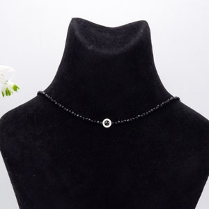 Collier de perles, collier de spinelle, tour de cou, collier, collier délicat en spinelle noire avec cadre en perles d'argent 925 image 6