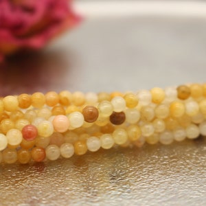 3 mm Natural Yellow Jade Beads Strand, Smooth Round Gemstone Beads, DIY Jewelry Making, C28C