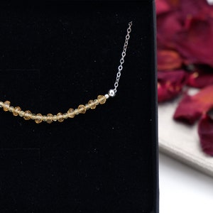 Citrine necklace, November birthstone, birthstone chain, 14K gold filled/925 silver, bar/pendant
