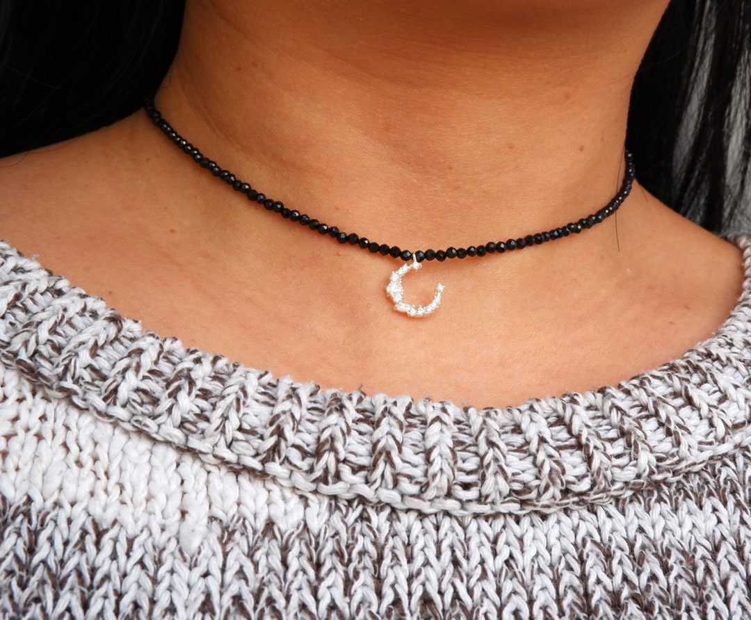 ブレスレット LESS IS MORE black spinel necklace Dainty Black Spinel Necklace, Black Spinel Jewelry