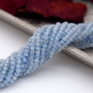 2mm 3.5mm 4.5mm Natural Aquamarine Beads Strand, AAA Faceted Round Gemstone Beads, Jewelry Making