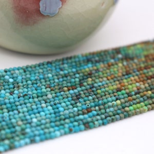 Filo di perline turchesi sfumate lisce e lucide, perline di pietre preziose naturali da 2 mm e 3 mm, verde-blu marrone, perline per gioielli
