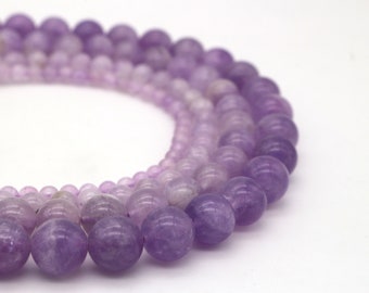 Natural Lavender Amethyst Beads 4 mm 6 mm 8 mm 10 mm Strand, Smooth Round Gemstone Natural Stone Beads, DIY Jewelry Making Jewelry Beads