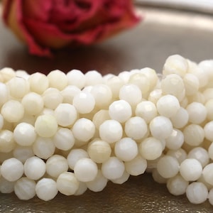 2 mm 4 mm Natural White Shell Beads Strand, AAA Faceted Round Shell Beads, DIY Jewelry Making