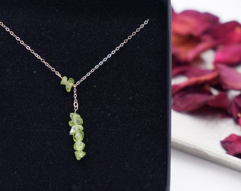 August birthstone, birthstone necklace, peridot birthstone necklace, 14K gold filled/925 silver