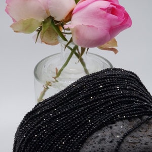 AAA Natural Black Gemstone Beads Spinel faceted strand Round 2 mm 2.5 mm 3 mm 4 mm small gemstone